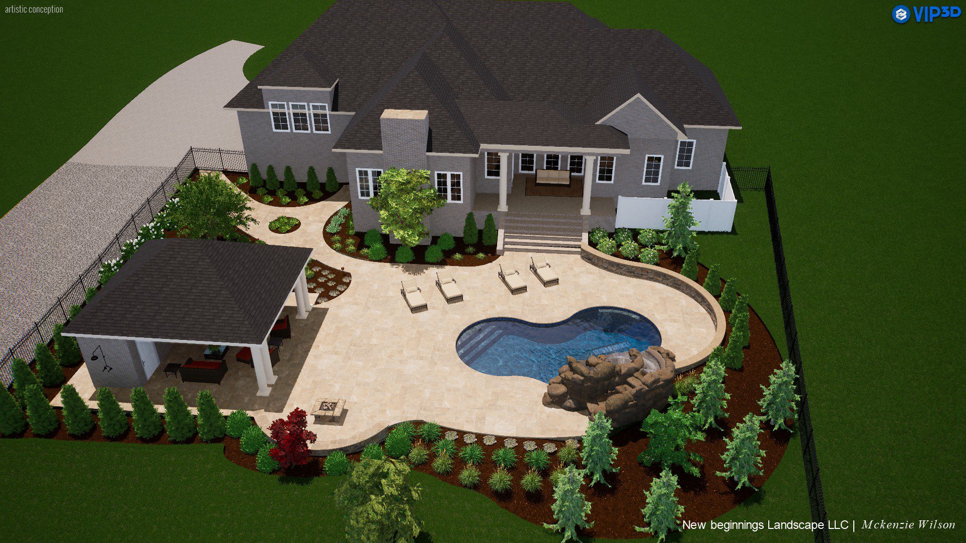 3D Rendering of Nashville residence with a new pool