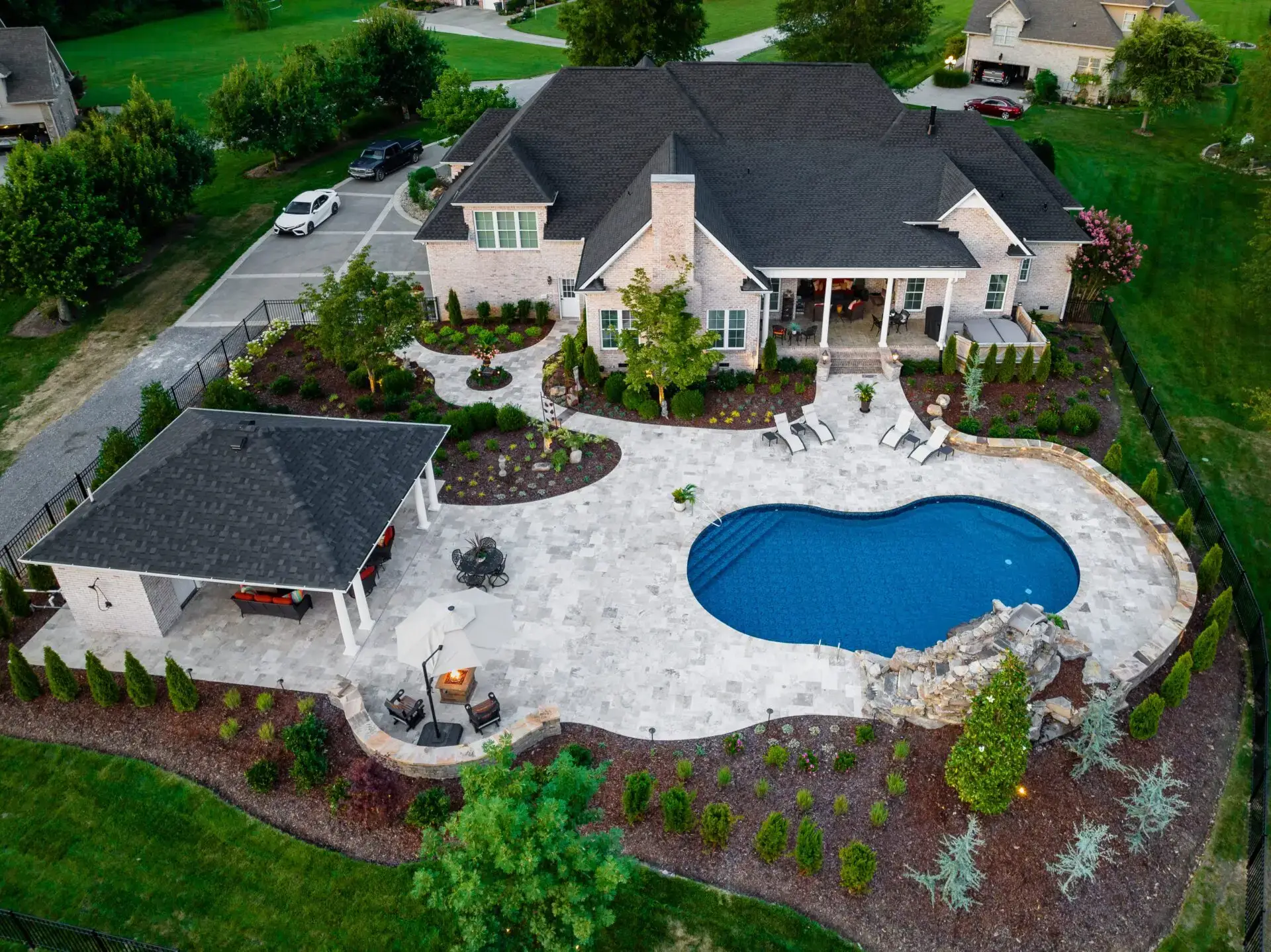 Landscaped outdoor design with pool