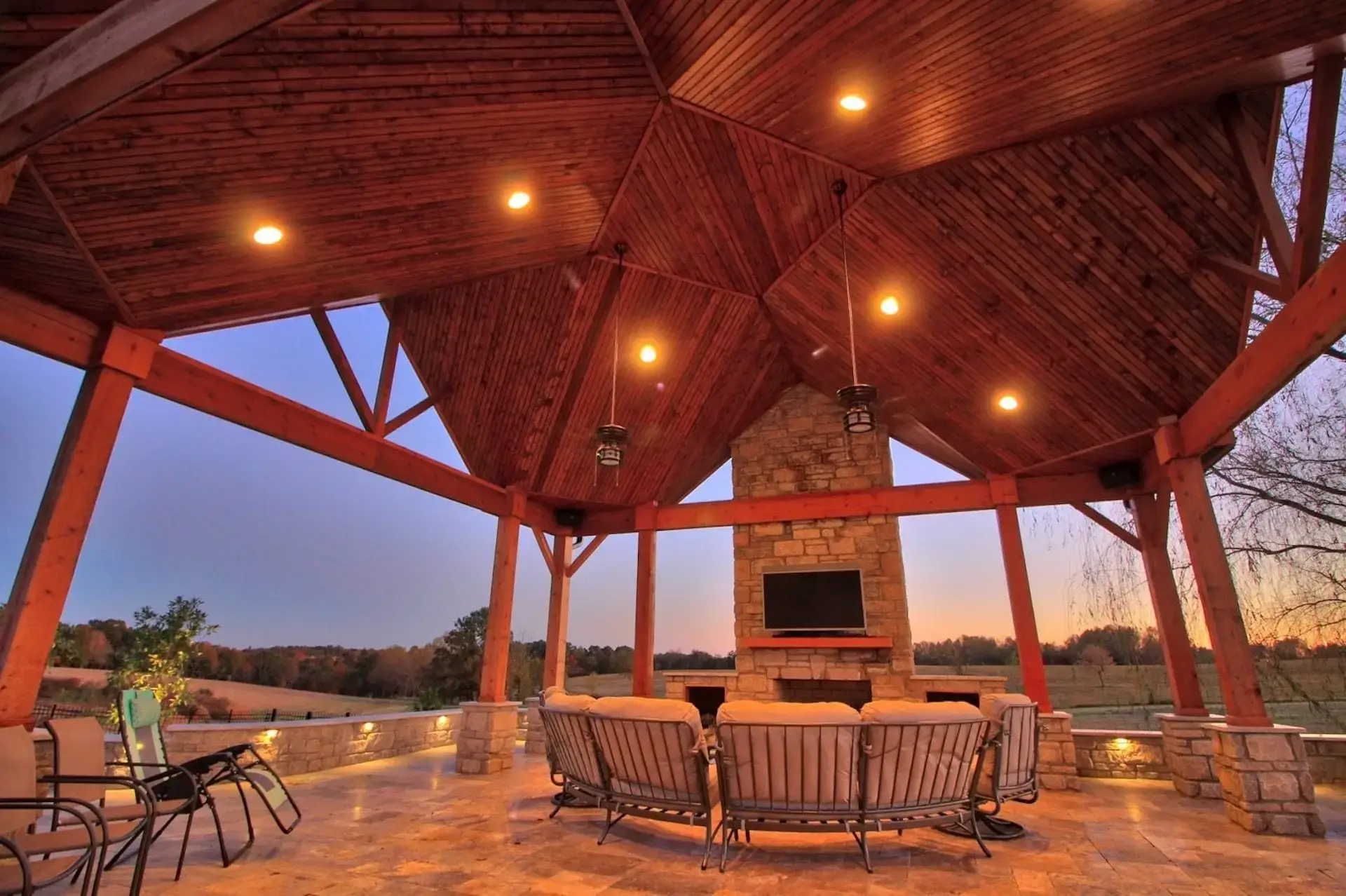 Outdoor living space with lightings