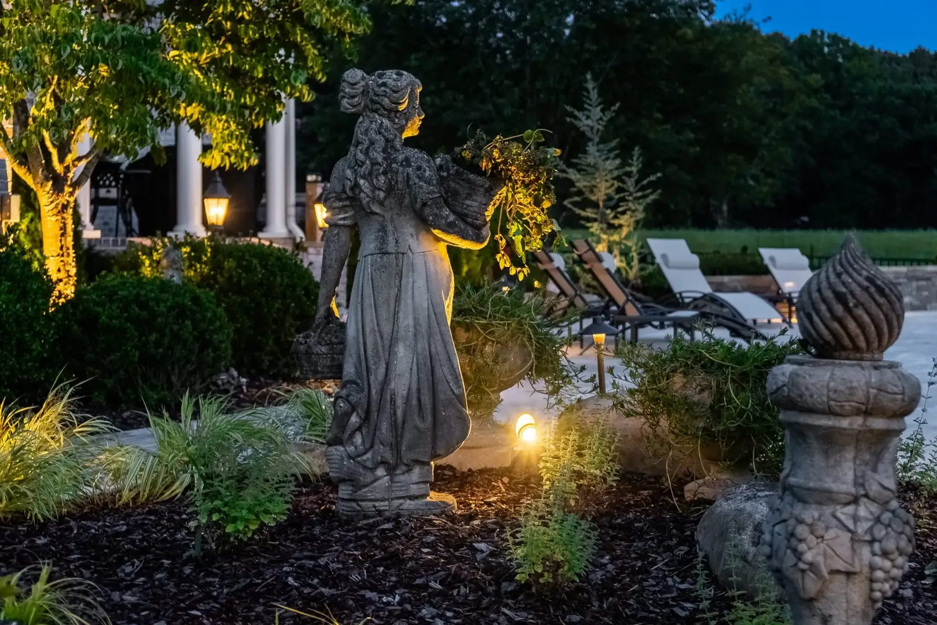 Outdoor space design with statues