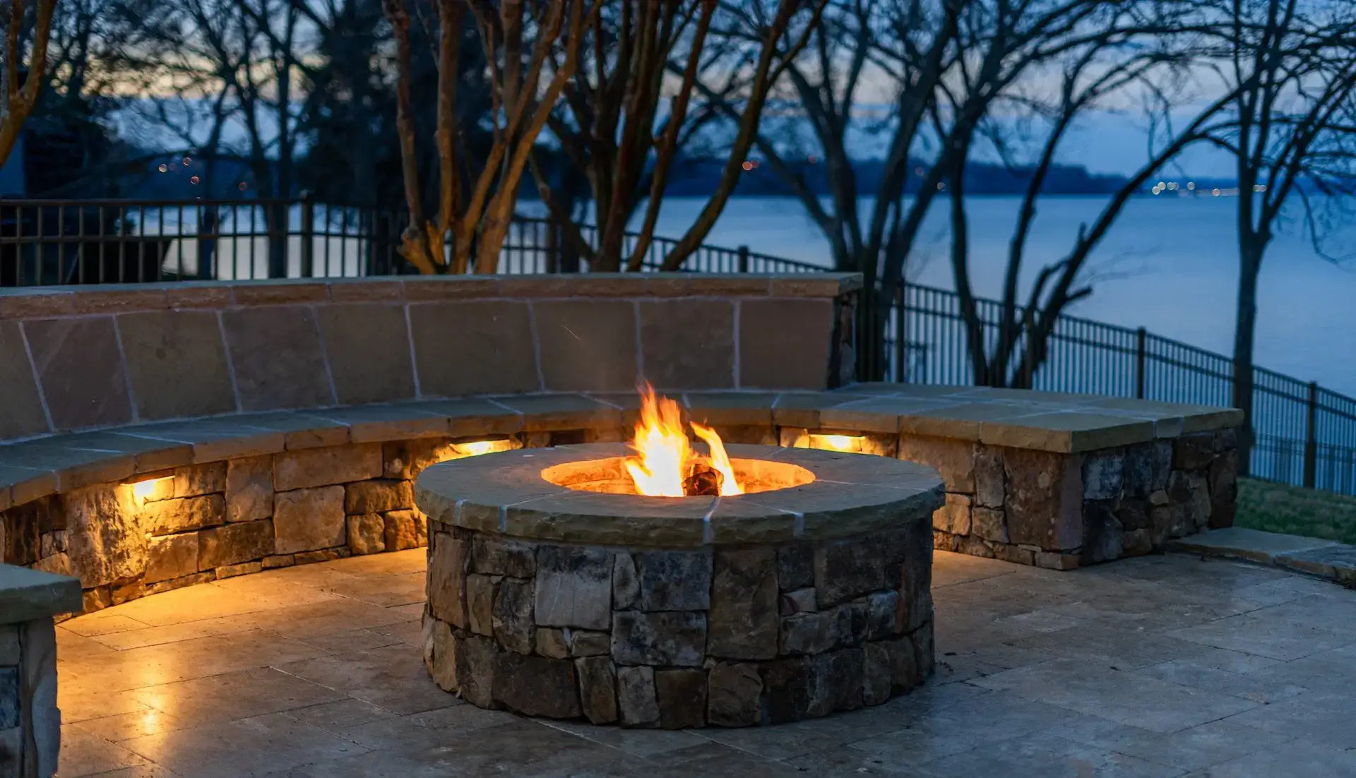 Outdoor living space with firepit