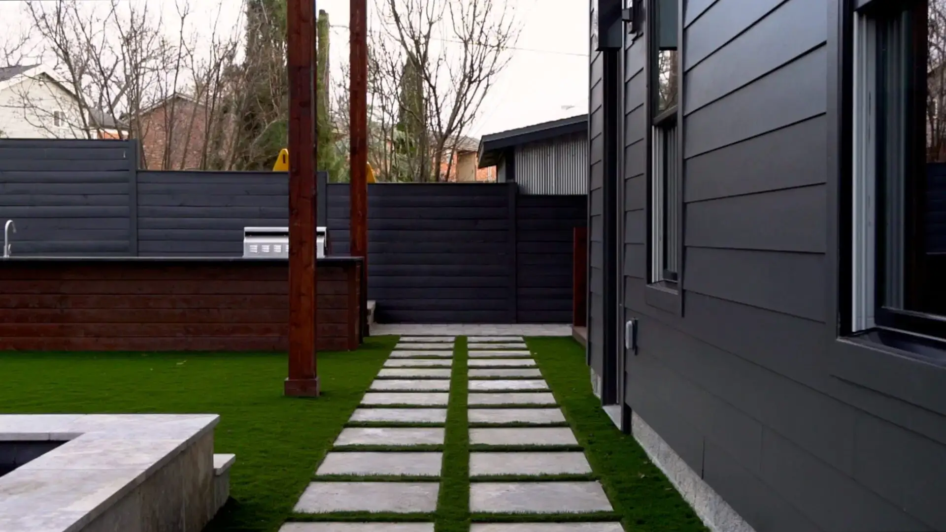 Outdoor space design with minimalist colors